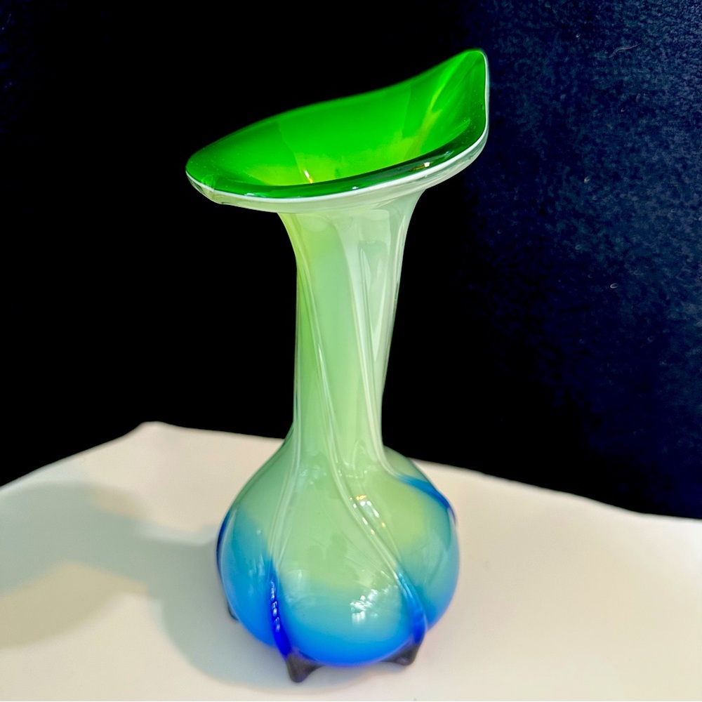 Jack in the Pulpit Blue Green White Vase